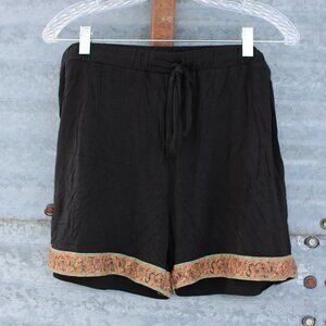 Crazy Train Cowboy Cozy Lounge Shorts - Black/ Tooled Pattern Size Large